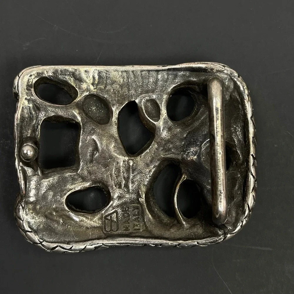 Vintage Emporio Armani Snake Belt Buckle Silver Toned Made In Italy Serpent